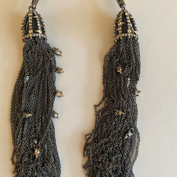 Alexis Bittar black and silver necklace with crystals and leather. - Picture 6 of 8